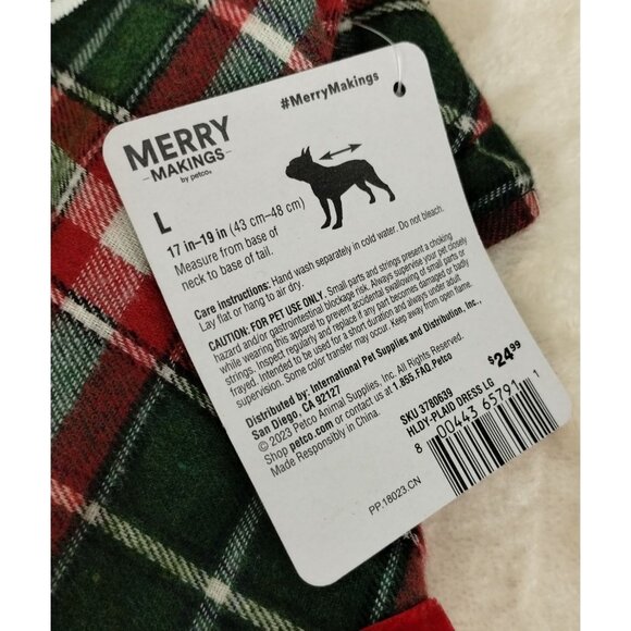 Merry Makings Dog Large Pet Cute Green and Red Tartan Plaid Holiday Dress - Picture 5 of 7